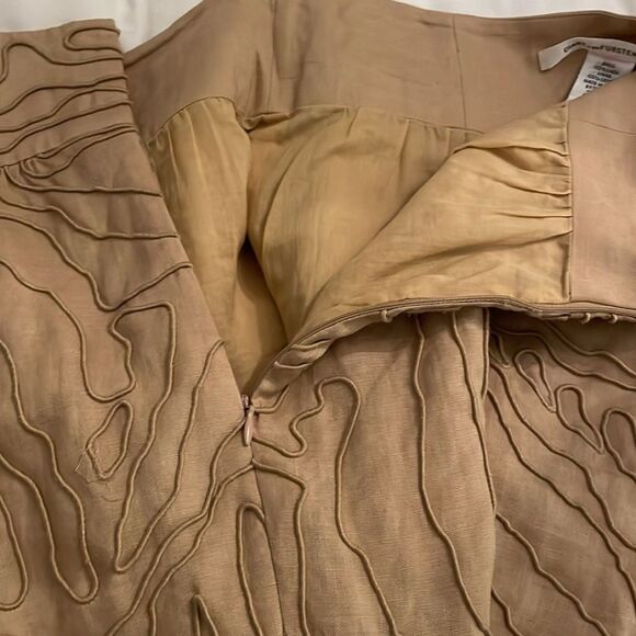 Diane Von Furstenberg DVF PAQUERITA Linen Mini Skirt Womens Size 8 Beige Tan - Picture 7 of 10